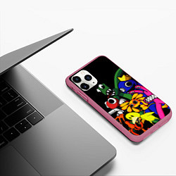 Чехол iPhone 11 Pro матовый Персонажи из радужных друзей, цвет: 3D-малиновый — фото 2