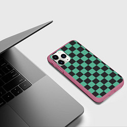 Чехол iPhone 11 Pro матовый Танджиро Камадо клинок рассекающий демонов кимоно, цвет: 3D-малиновый — фото 2
