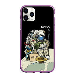Чехол iPhone 11 Pro матовый NASA - Help! Astronaut - Joke, цвет: 3D-фиолетовый