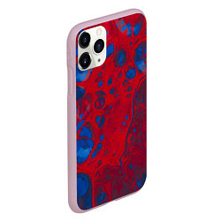 Чехол iPhone 11 Pro матовый Красно-синие разводы, цвет: 3D-розовый — фото 2