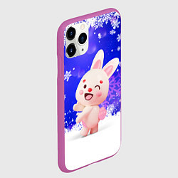 Чехол iPhone 11 Pro матовый Заяц и снежинки, цвет: 3D-фиолетовый — фото 2