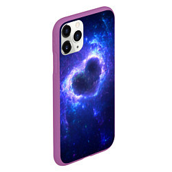 Чехол iPhone 11 Pro матовый Галактика любви - neon heart, цвет: 3D-фиолетовый — фото 2