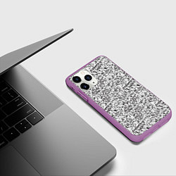 Чехол iPhone 11 Pro матовый Новогодний узор леттеринг надписи, цвет: 3D-фиолетовый — фото 2