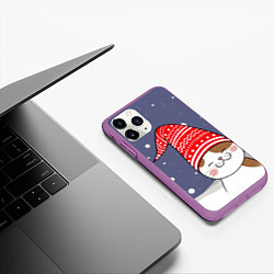 Чехол iPhone 11 Pro матовый Кот в шапочке, цвет: 3D-фиолетовый — фото 2