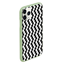 Чехол iPhone 11 Pro матовый Оптическая иллюзия ровности полос, цвет: 3D-салатовый — фото 2