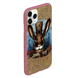 Чехол iPhone 11 Pro матовый Ретро кролик, цвет: 3D-малиновый — фото 2