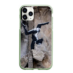 Чехол iPhone 11 Pro матовый Бэнкси Гимнастка, цвет: 3D-салатовый