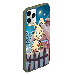 Чехол iPhone 11 Pro матовый Кролик с морковкой - символ 2023, цвет: 3D-темно-зеленый — фото 2