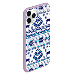Чехол iPhone 11 Pro матовый Happy new year, blue deer, цвет: 3D-сиреневый — фото 2