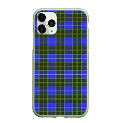 Чехол iPhone 11 Pro матовый Ткань Шотландка сине-зелёная, цвет: 3D-салатовый