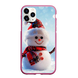 Чехол iPhone 11 Pro матовый Снеговичёк, цвет: 3D-малиновый