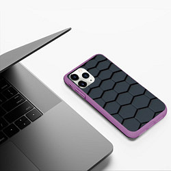 Чехол iPhone 11 Pro матовый Металлическая серая броня, цвет: 3D-фиолетовый — фото 2
