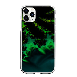 Чехол iPhone 11 Pro матовый Фрактал зеленая ёлочка, цвет: 3D-белый