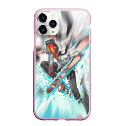 Чехол iPhone 11 Pro матовый Chainsaw man blood, цвет: 3D-розовый