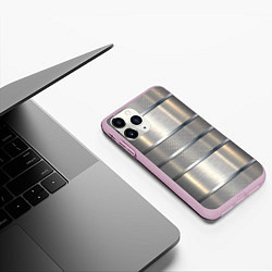 Чехол iPhone 11 Pro матовый Металлические полосы - текстура алюминия, цвет: 3D-розовый — фото 2