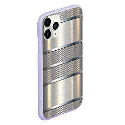Чехол iPhone 11 Pro матовый Металлические полосы - текстура алюминия, цвет: 3D-светло-сиреневый — фото 2