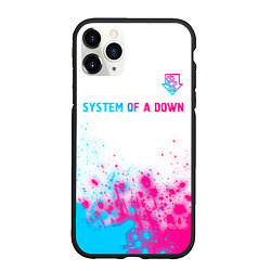 Чехол iPhone 11 Pro матовый System of a Down neon gradient style: символ сверх, цвет: 3D-черный