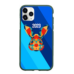 Чехол iPhone 11 Pro матовый Кролик из мозаики 2023, цвет: 3D-темно-зеленый