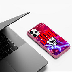 Чехол iPhone 11 Pro матовый JDM style - одноглазый котик, цвет: 3D-малиновый — фото 2