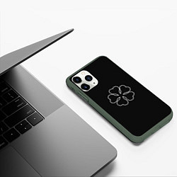 Чехол iPhone 11 Pro матовый Черный пятилистный клевер из аниме черный клевер -, цвет: 3D-темно-зеленый — фото 2