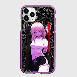 Чехол iPhone 11 Pro матовый Да это же Пауэр - Человек бензопила, цвет: 3D-фиолетовый