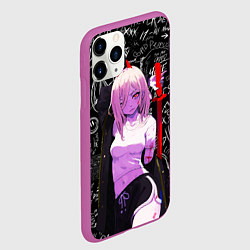 Чехол iPhone 11 Pro матовый Да это же Пауэр - Человек бензопила, цвет: 3D-фиолетовый — фото 2