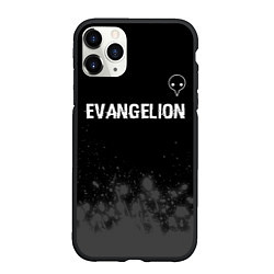 Чехол iPhone 11 Pro матовый Evangelion glitch на темном фоне: символ сверху, цвет: 3D-черный