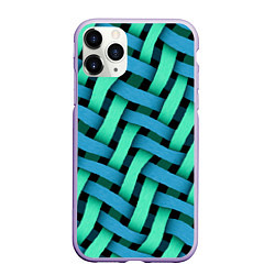 Чехол iPhone 11 Pro матовый Сине-зелёная плетёнка - оптическая иллюзия, цвет: 3D-светло-сиреневый