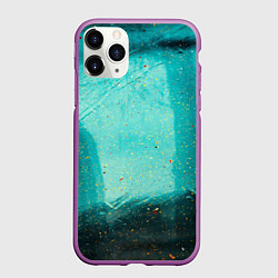 Чехол iPhone 11 Pro матовый Сине-зелёный туман и мазки красок, цвет: 3D-фиолетовый