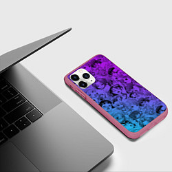 Чехол iPhone 11 Pro матовый Ахегао красивый неон, цвет: 3D-малиновый — фото 2