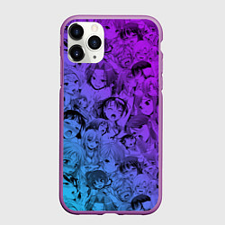 Чехол iPhone 11 Pro матовый Ахегао красивый неон, цвет: 3D-фиолетовый