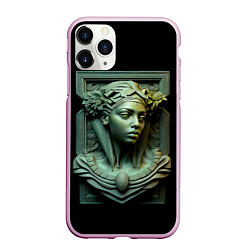 Чехол iPhone 11 Pro матовый Нейросеть - барельеф античной девушки, цвет: 3D-розовый