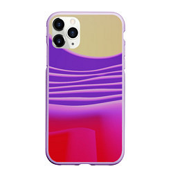 Чехол iPhone 11 Pro матовый Волнообразные листы разных цветов, цвет: 3D-сиреневый