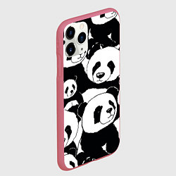 Чехол iPhone 11 Pro матовый С пандами паттерн, цвет: 3D-малиновый — фото 2