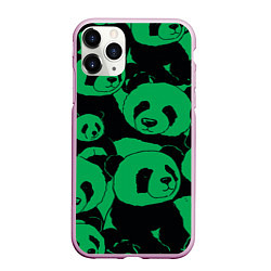 Чехол iPhone 11 Pro матовый Panda green pattern, цвет: 3D-розовый