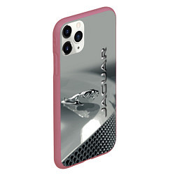 Чехол iPhone 11 Pro матовый Jaguar - капот - эмблема, цвет: 3D-малиновый — фото 2