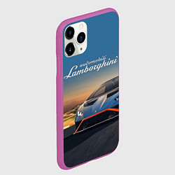 Чехол iPhone 11 Pro матовый Lamborghini Huracan STO - car racing, цвет: 3D-фиолетовый — фото 2