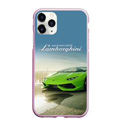 Чехол iPhone 11 Pro матовый Ламборджини на берегу океана, цвет: 3D-розовый