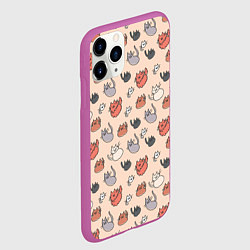 Чехол iPhone 11 Pro матовый Коты рисованные, цвет: 3D-фиолетовый — фото 2