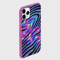 Чехол iPhone 11 Pro матовый Голографические полосы, цвет: 3D-фиолетовый — фото 2