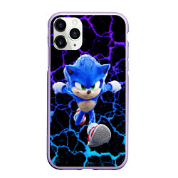 Чехол iPhone 11 Pro матовый Sonic неоновый мрамор, цвет: 3D-светло-сиреневый