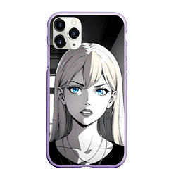 Чехол iPhone 11 Pro матовый Нейросеть - аниме блондинка, цвет: 3D-светло-сиреневый