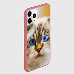 Чехол iPhone 11 Pro матовый Кошка породы шотландская вислоухая косоглазая, цвет: 3D-малиновый — фото 2