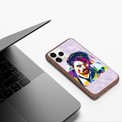 Чехол iPhone 11 Pro матовый Геометрический портрет Джонни Деппа, цвет: 3D-коричневый — фото 2