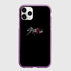 Чехол iPhone 11 Pro матовый Stray Kids white logo, цвет: 3D-фиолетовый