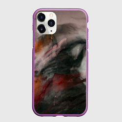Чехол iPhone 11 Pro матовый Темнота, тени и краски, цвет: 3D-фиолетовый