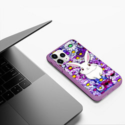 Чехол iPhone 11 Pro матовый Веселый кролик в цветах, цвет: 3D-фиолетовый — фото 2