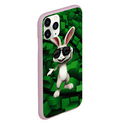 Чехол iPhone 11 Pro матовый Прикольный заяц в тёмных очках, цвет: 3D-розовый — фото 2