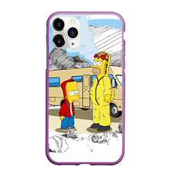 Чехол iPhone 11 Pro матовый Барт Симпсон и его папаша, цвет: 3D-фиолетовый