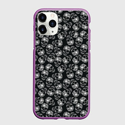 Чехол iPhone 11 Pro матовый Черепа со звёздами, цвет: 3D-фиолетовый
